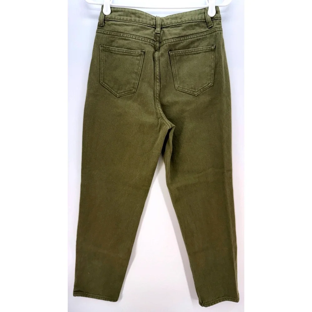 Dazy Olive Green Cotton High Rise Tapered Mom Jeans Sz M Utility Gorpcore‎ Y2K